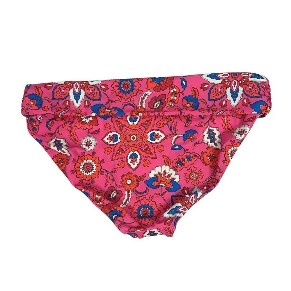 Boden size 16-18 Classic Fold Bikini Bottom Pink Botanical Wave NWOT